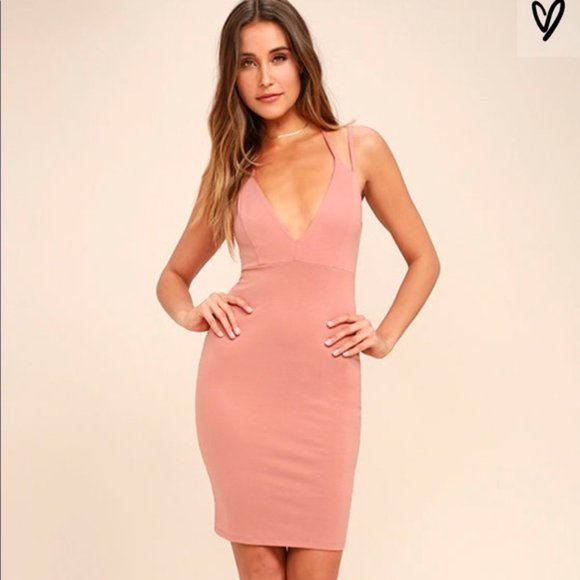 LULU’S Rusty Rose Bodycon Dress SZ M - Picture 1 of 4